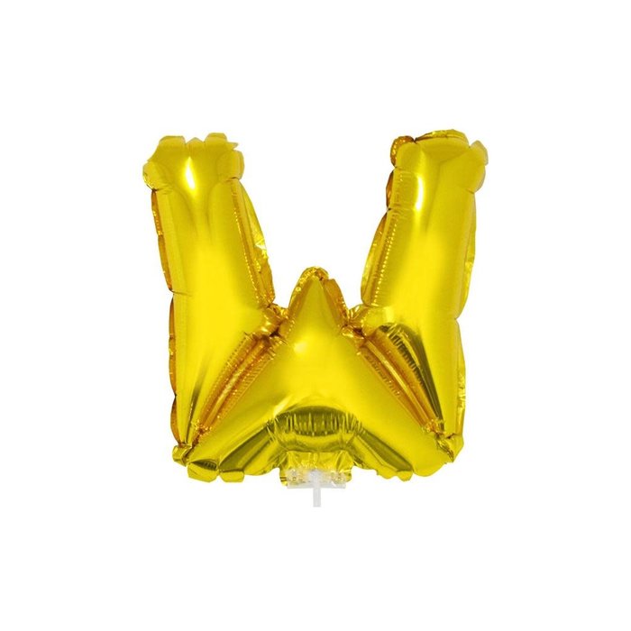 Letter ballon met stokje goud letter W 41cm