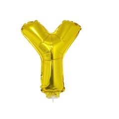 Letter ballon met stokje goud letter Y 41cm