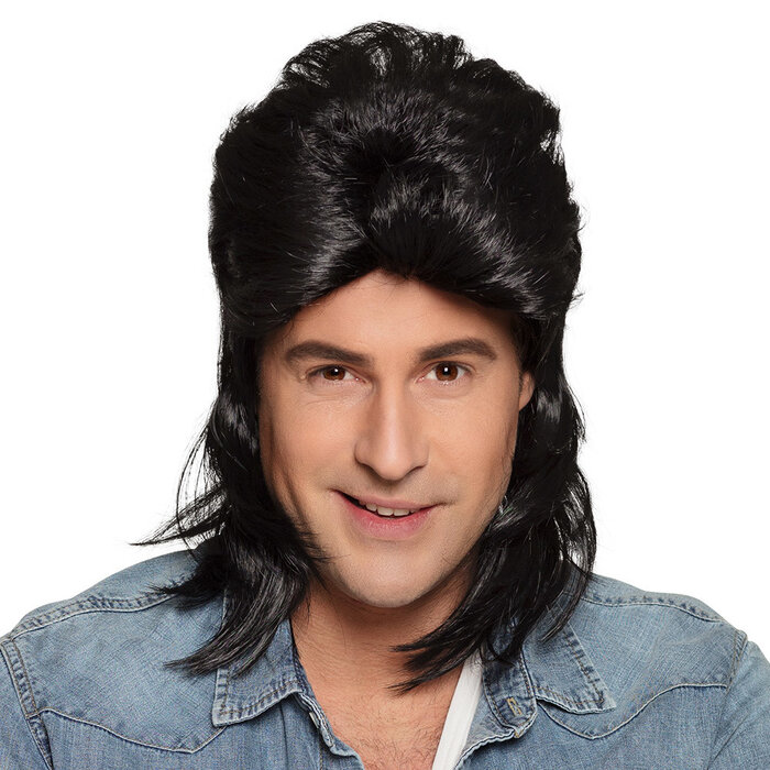 Pruik 'Jimmy' + matje zwart