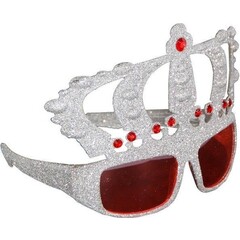 Bril met kroon ZILVERGLITTER