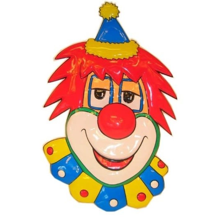 Wanddeco clown met rood haar 70 cm