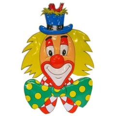 Wanddeco clown met hoed 70 cm