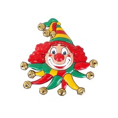 Wanddeco clown rood/geel/groen 50 x 55 cm