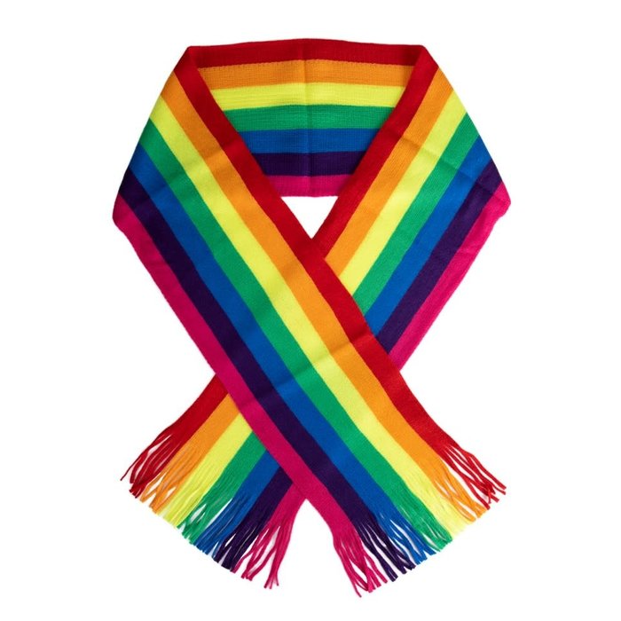 Regenboog sjaal gebreid 180 x25 cm