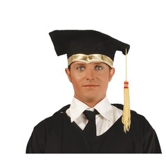 Fiestas Guirca Afstudeer hoed zwart gouden rand flosje