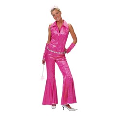 Funny Fashion Disco groovy jumpsuit roze dames