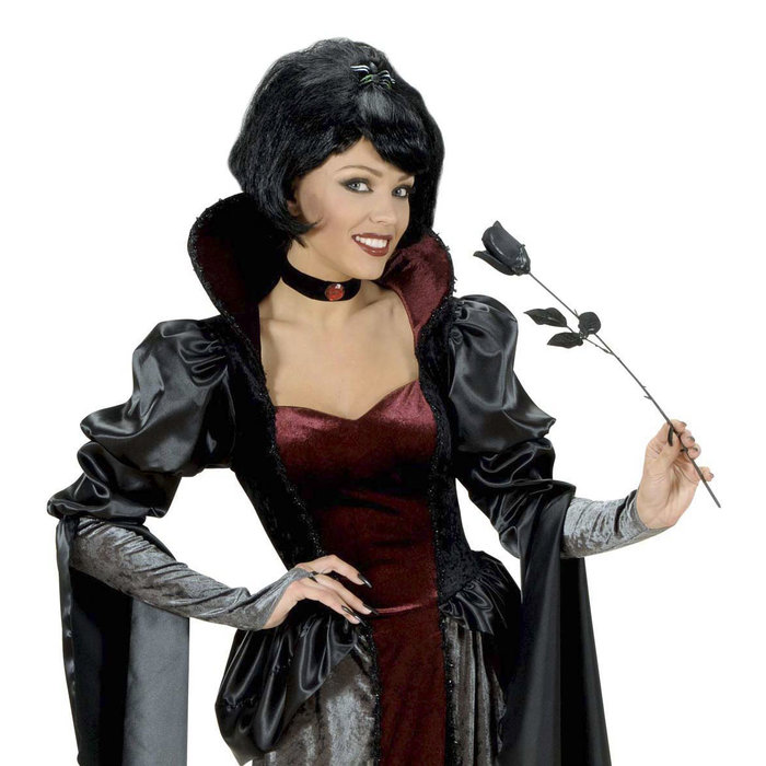 Widmann Zwarte roos plastic 44cm