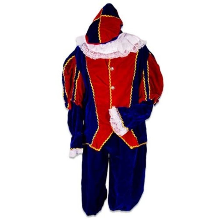 Piet fluweel rood/blauw