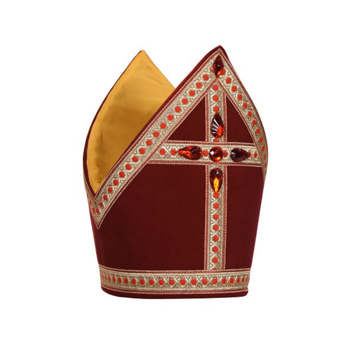 Luxe kokermijter katoenfluweel wijnrood