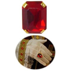 PartyXplosion Sint ring rechthoekige rode steen