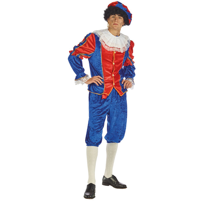 Kostuum Piet blauw/rood