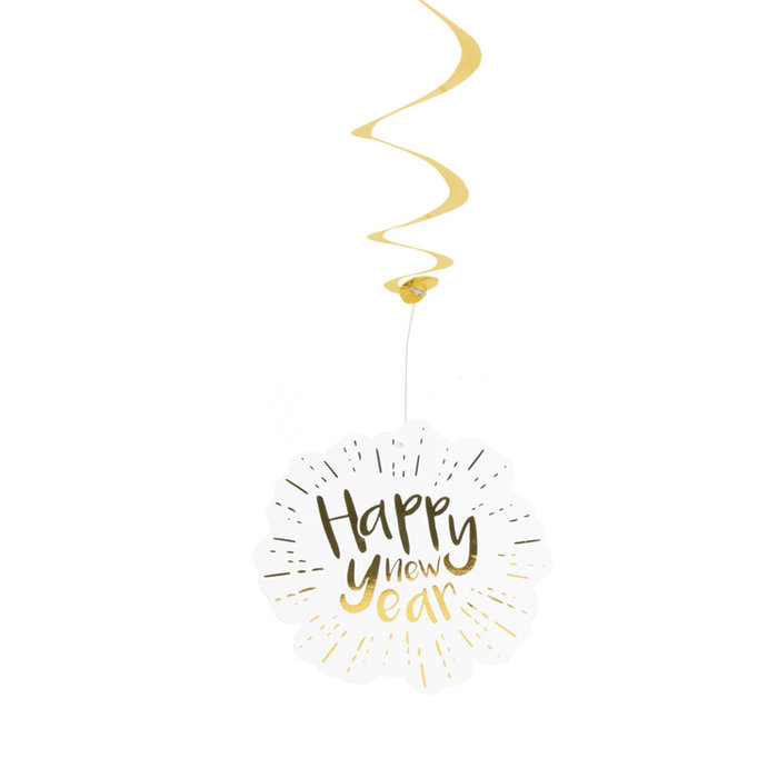 Boland Set 2 Decoratieswirls 'Happy New Year' dubbelzijdig (85 cm)