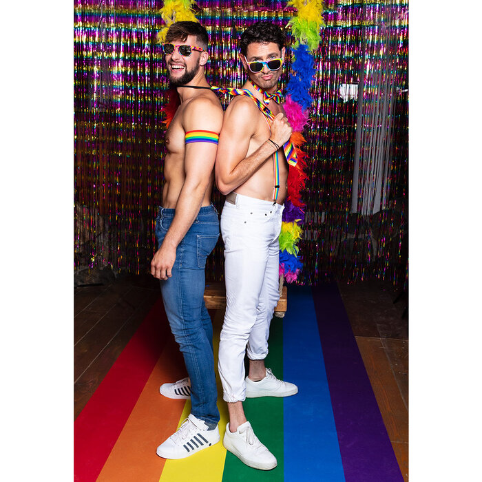 Accessoireset regenboog (partybril, vlinderstrik en bretels)