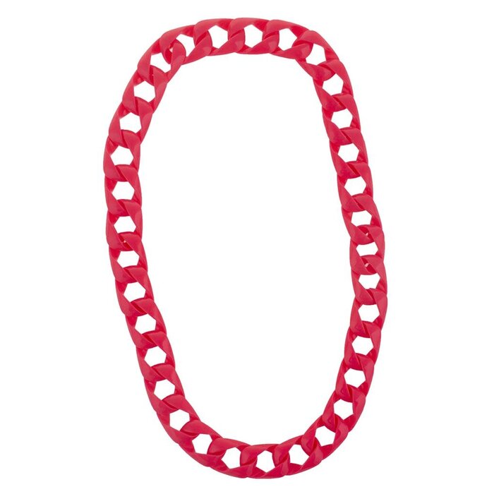 Halsketting met grote schakels fluo roze