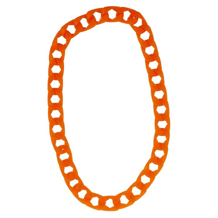 Funny Fashion Halsketting met grote schakels fluo oranje