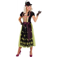 Dirndl lang zwart groen roze