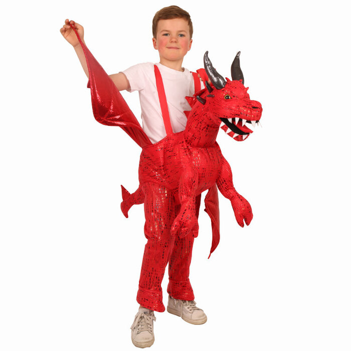 PartyLine Jump in draak met bretellen rood kostuum kind