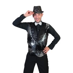Gilet vest Jazz glitter Zilver/Zwart