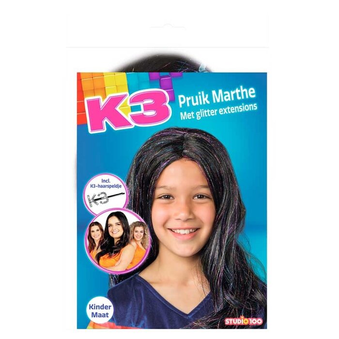 Studio 100 K3 pruik Marthe met glitter extensions