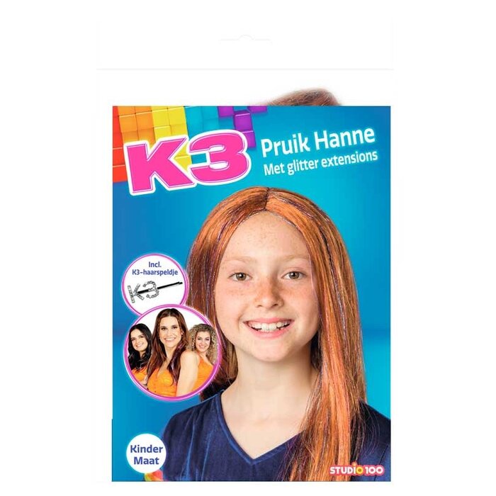 Studio 100 K3 pruik Hanne met glitter extensions