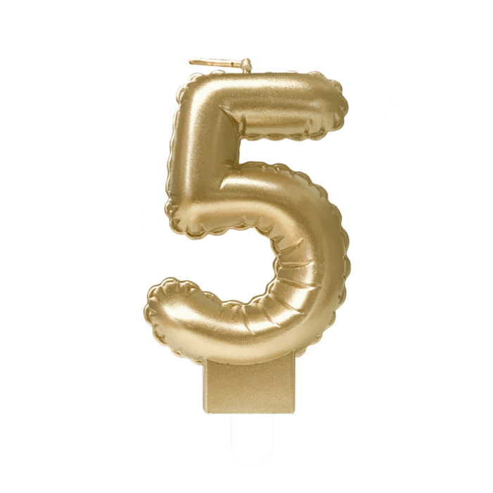 Paper Dreams Kaars folie ballon goud cijfer 5