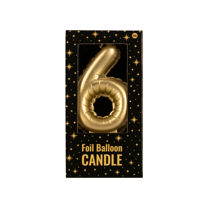 Paper Dreams Kaars folie ballon goud cijfer 6