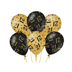 Paperdreams Ballons 21 jaar zwart/goud 6st