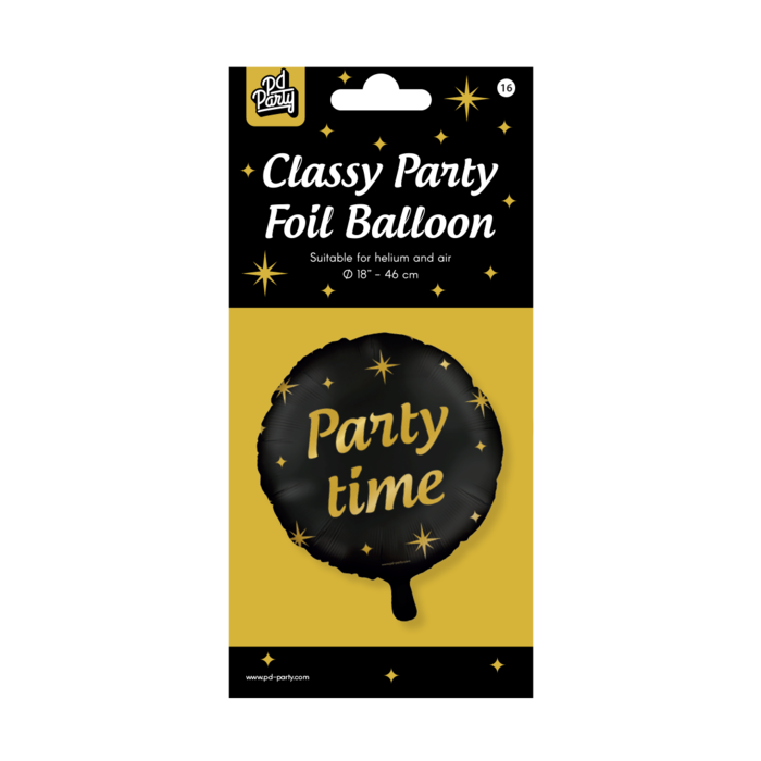 Paperdreams Folie ballon Party time zwart/goud 46cm