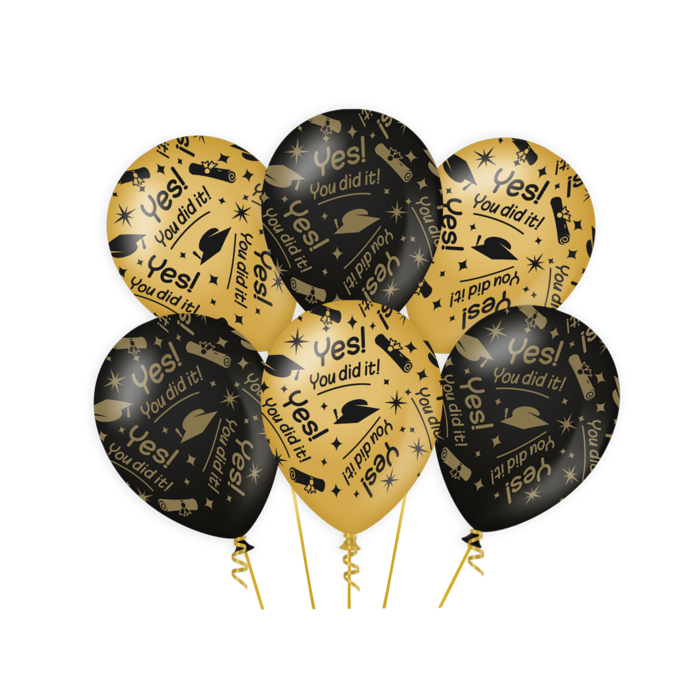 Paperdreams Ballons You did it zwart/goud 6st