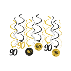 Paperdreams Party swirls 90 zwart/goud 12st