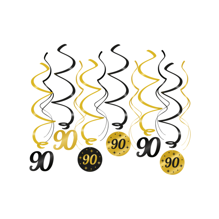 Paperdreams Party swirls 90 zwart/goud 12st