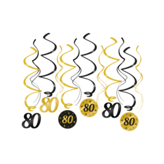 Paperdreams Party swirls 80 zwart/goud 12st