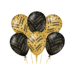 Paperdreams Ballons Happy birthday zwart/goud 6st