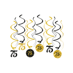 Paperdreams Party swirls 75 zwart/goud 12st