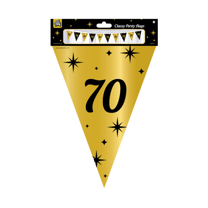 Paperdreams Vlaggenlijn 70 jaar zwart/goud 10m