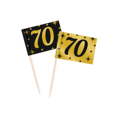 Paperdreams Cocktailprikkers 70 jaar zwart/goud 50st