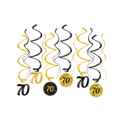 Paperdreams Party swirls 70 zwart/goud 12st