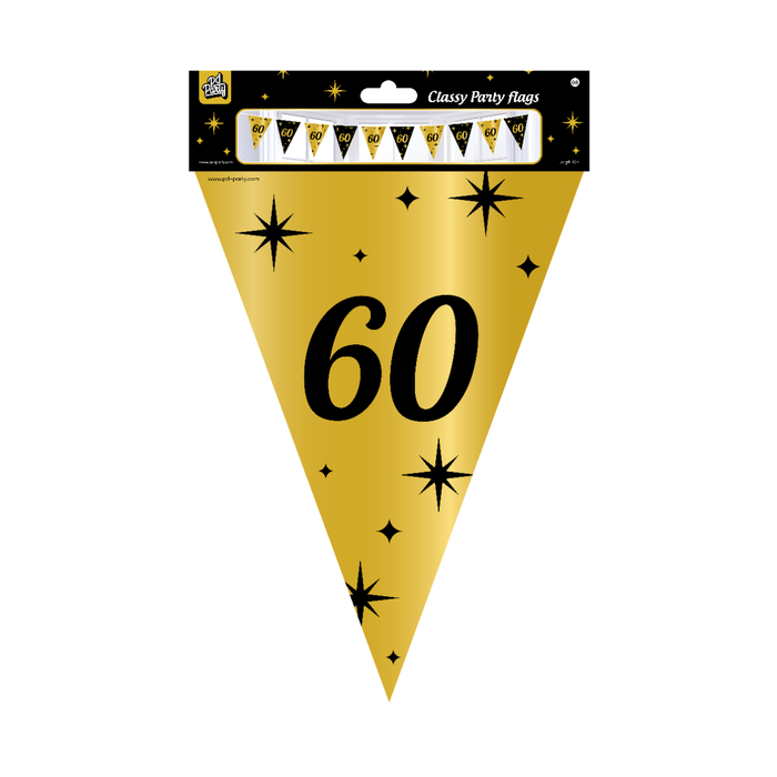 Paperdreams Vlaggenlijn 60 jaar zwart/goud 10m