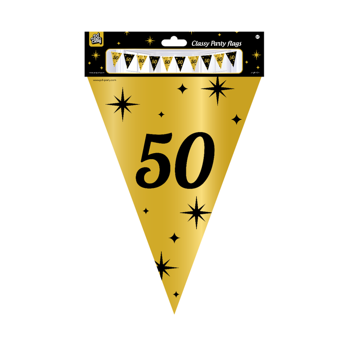 Paperdreams Vlaggenlijn 50 jaar zwart/goud 10m