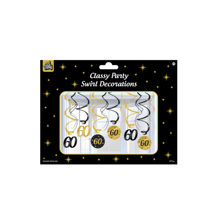 Paperdreams Party swirls 60 zwart/goud 12st