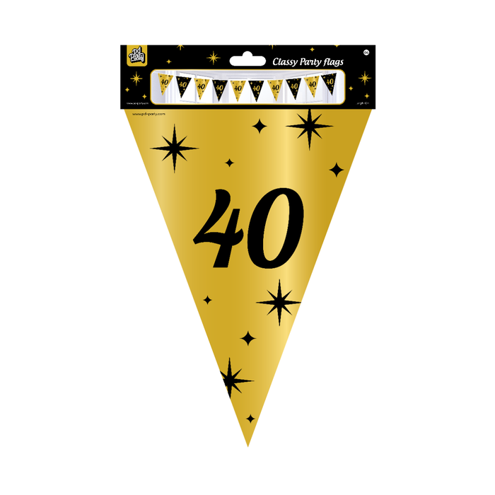 Paperdreams Vlaggenlijn 40 jaar zwart/goud 10m