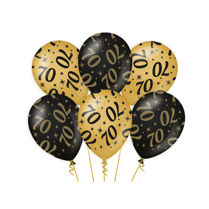 Paperdreams Ballons 70 jaar zwart/goud 6st