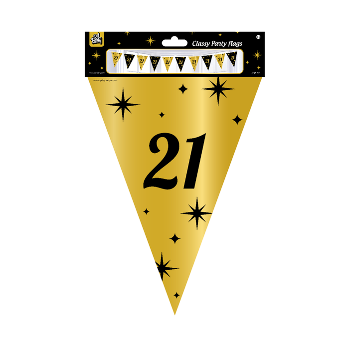 Paperdreams Vlaggenlijn 21 jaar zwart/goud 10m