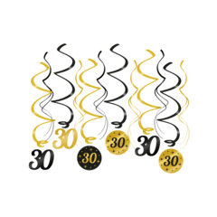 Paperdreams Party swirls 30 zwart/goud 12st