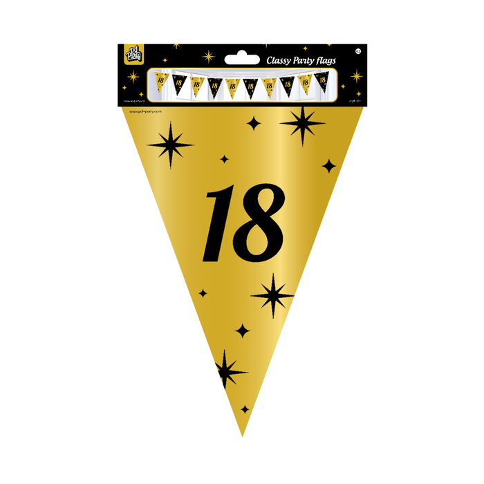 Paperdreams Vlaggenlijn 18 jaar zwart/goud 10m