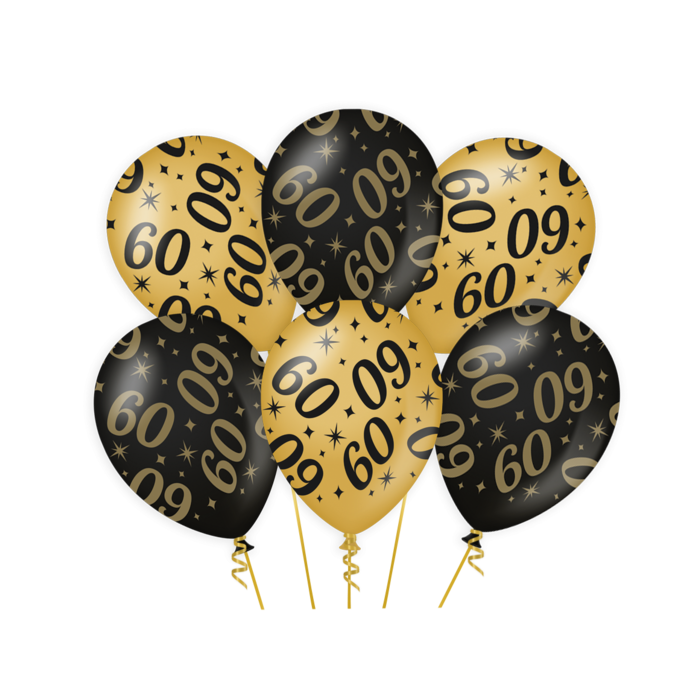 Paperdreams Ballons 60 jaar zwart/goud 6st