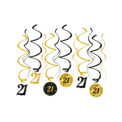 Paperdreams Party swirls 21 zwart/goud 12st