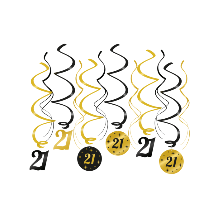 Paperdreams Party swirls 21 zwart/goud 12st