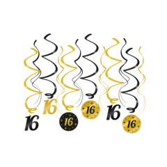 Paperdreams Party swirls 16 zwart/goud 12st