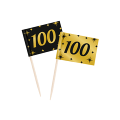 Paperdreams Cocktailprikkers 100 jaar wart/goud 50st